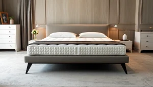 Materasso matrimoniale memory di alta qualità posizionato su un letto elegante e accogliente.
