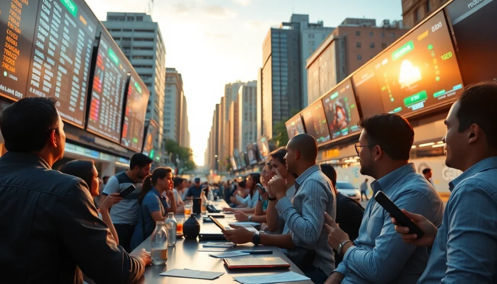 Engaging scene of best sportsbooks in Brazil showcasing vibrant betting atmosphere