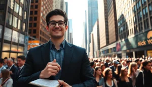 Engage in a free job post new york showcasing a job seeker in a vibrant city environment.