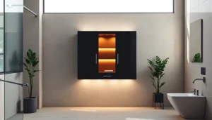 Besonderer sonni Spiegelschrank mit modernem Design und LED-Beleuchtung im Bad.