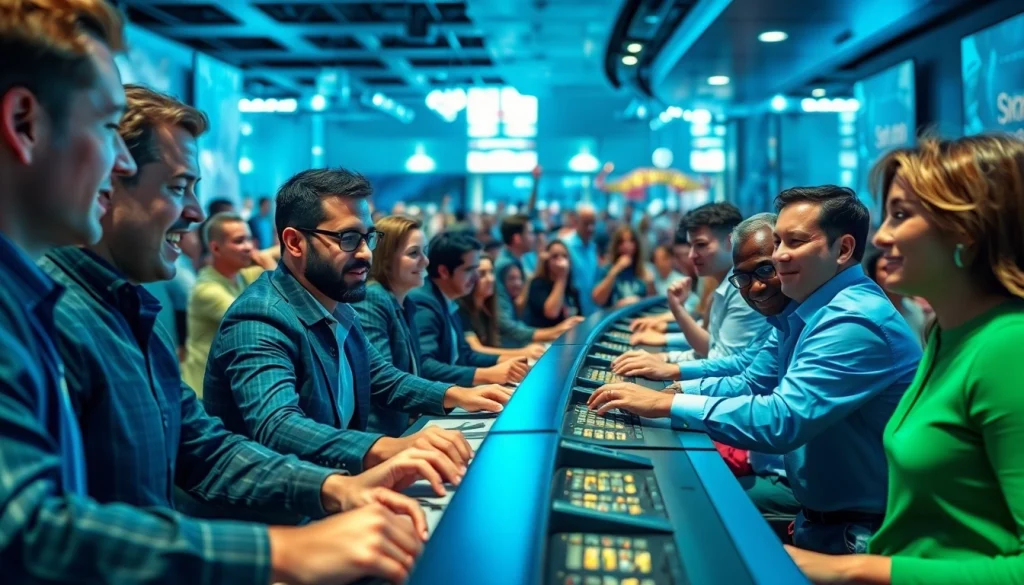 Engaging scene depicting the excitement of sportsbooks in Texas with diverse individuals betting actively.