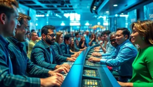 Engaging scene depicting the excitement of sportsbooks in Texas with diverse individuals betting actively.