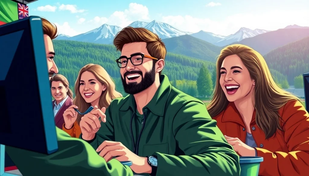 Engaged bettors exploring the best sportsbooks in British Columbia in a vibrant setting.