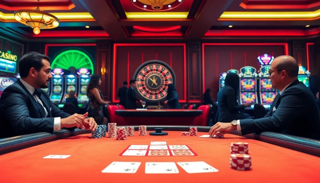 Engage with 6rwin Link at a luxurious casino table filled with cards and chips.