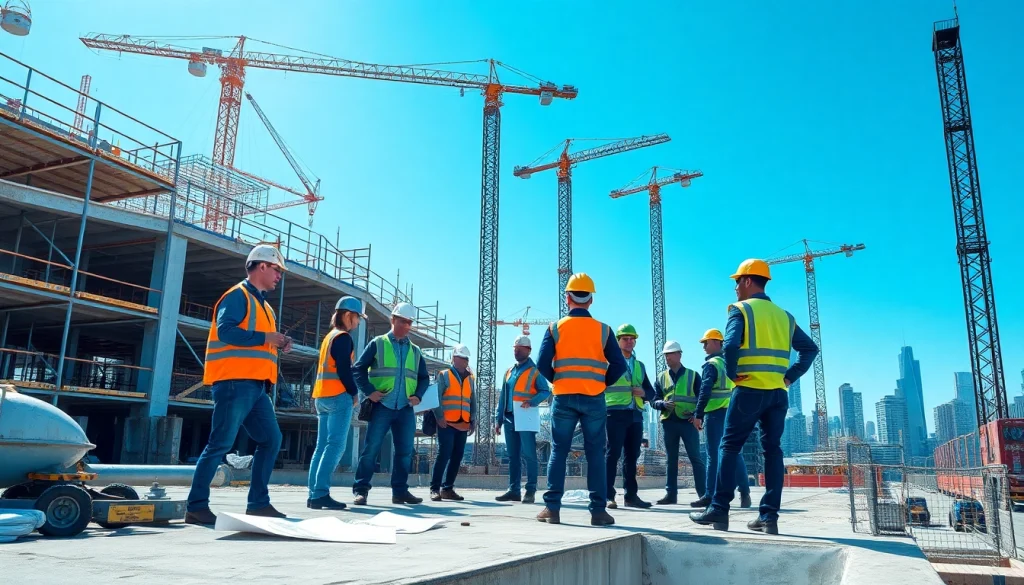 Engaged workers in Austin construction site enhancing urban development and infrastructure.