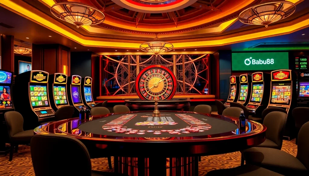 Experience the thrill of gameplay at Babu88.global with vibrant casino tables and immersive slot machines.