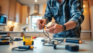Hands-on training in electrician apprenticeship hawaii showcasing a dedicated apprentice at work.