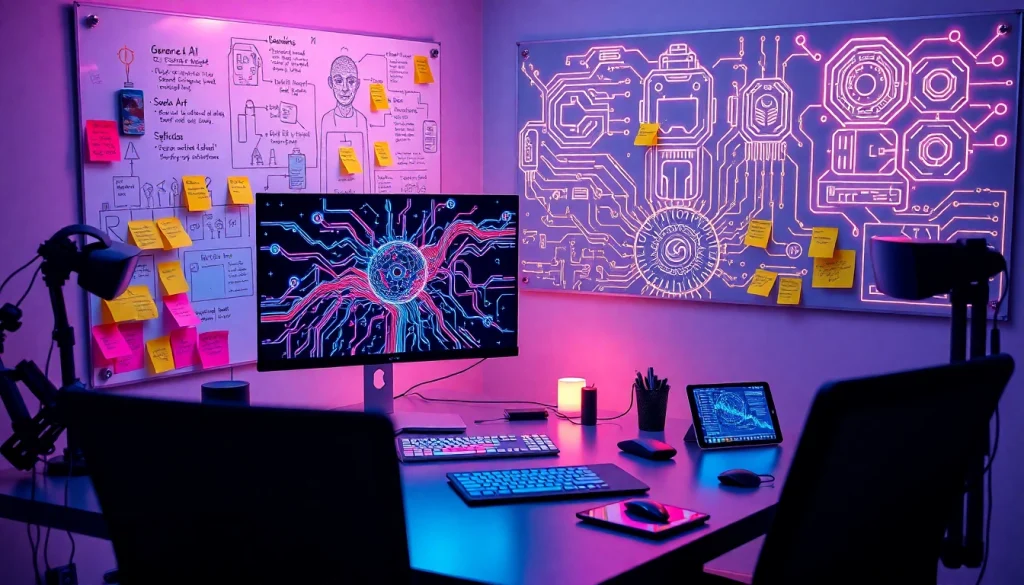 Stunning NSFW AI technologies illustrated in a modern digital workspace.