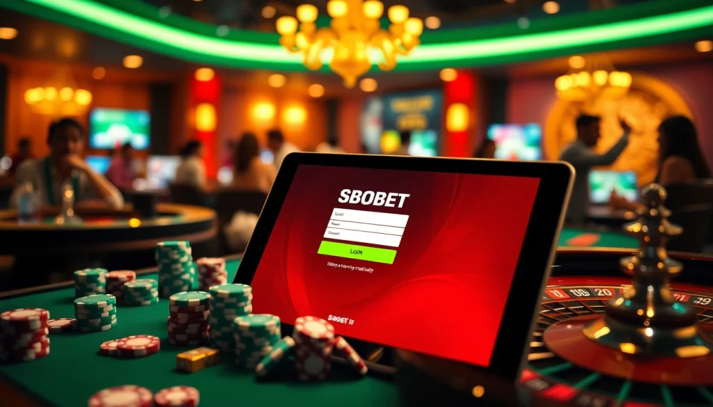 Engaging visual of link alternatif sbobet with an inviting online gambling interface and casino elements.