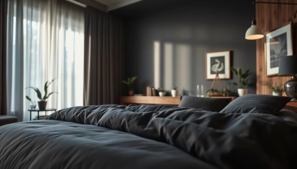 Verduisterende gordijnen in een stijlvolle slaapkamer met warme kleuren en stijlvolle details.