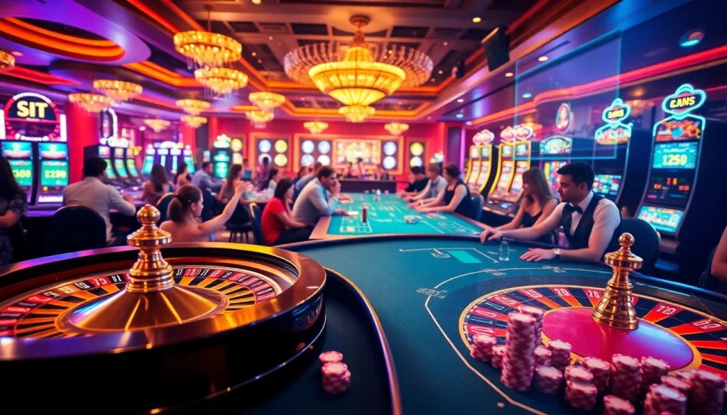 Experience excitement at SOIBET with players engaged at live casino tables, highlighting thrilling gambling moments.