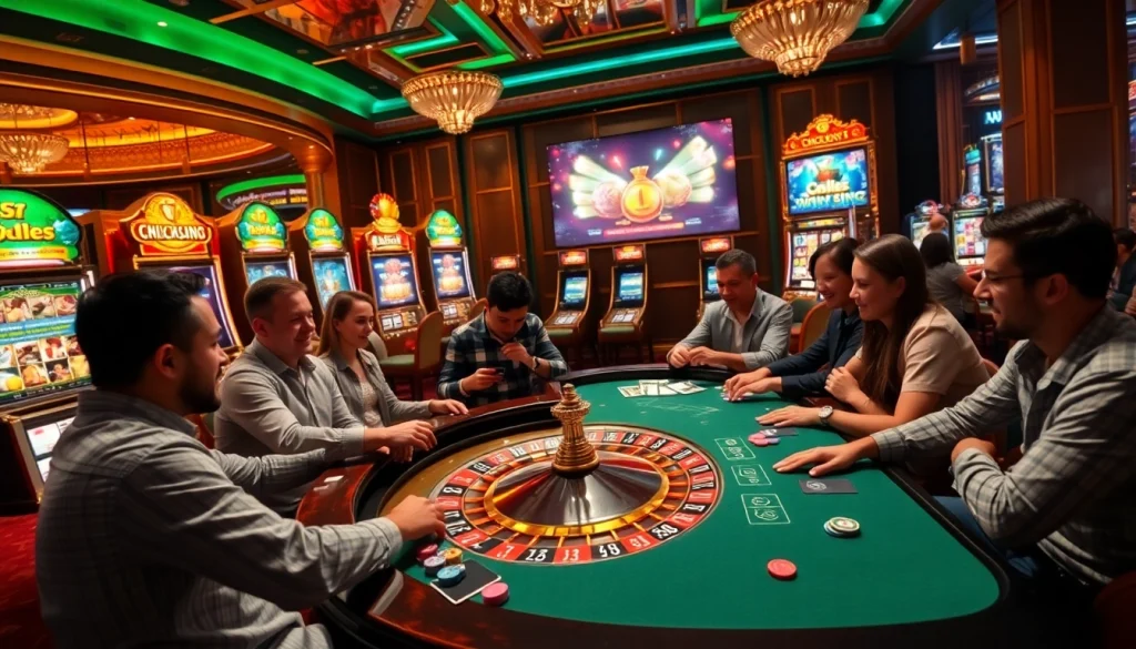 Engaged players at Onicplay's vibrant casino interface enjoying exciting slot games.